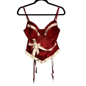 Secret Treasures Womens Sexy Red White Christmas Corset Lingerie Size Large